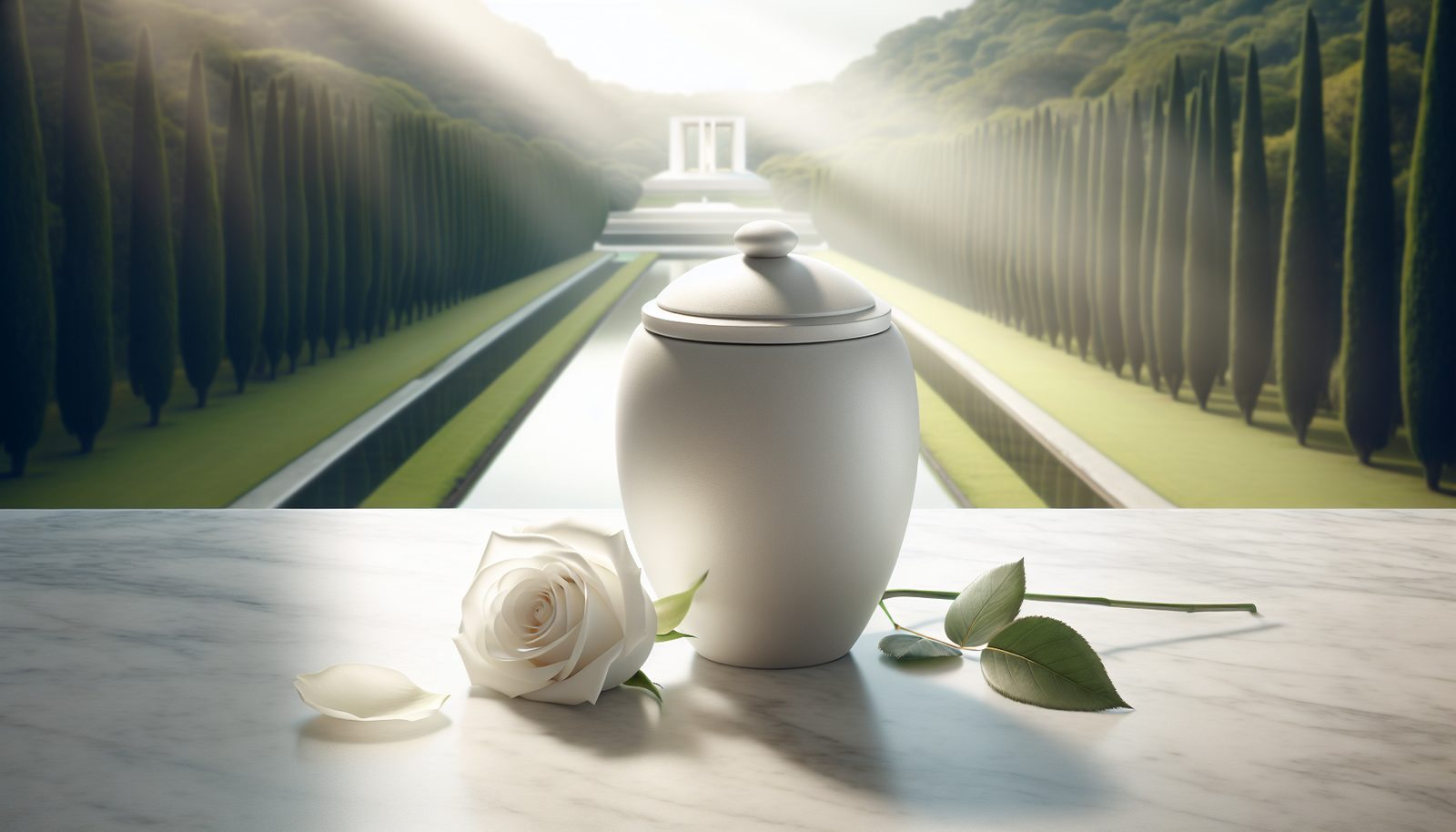 Urna para cinzas de cremação em ambiente iluminado, representando o serviço de cremação em Brasília da Funerária Catedral.